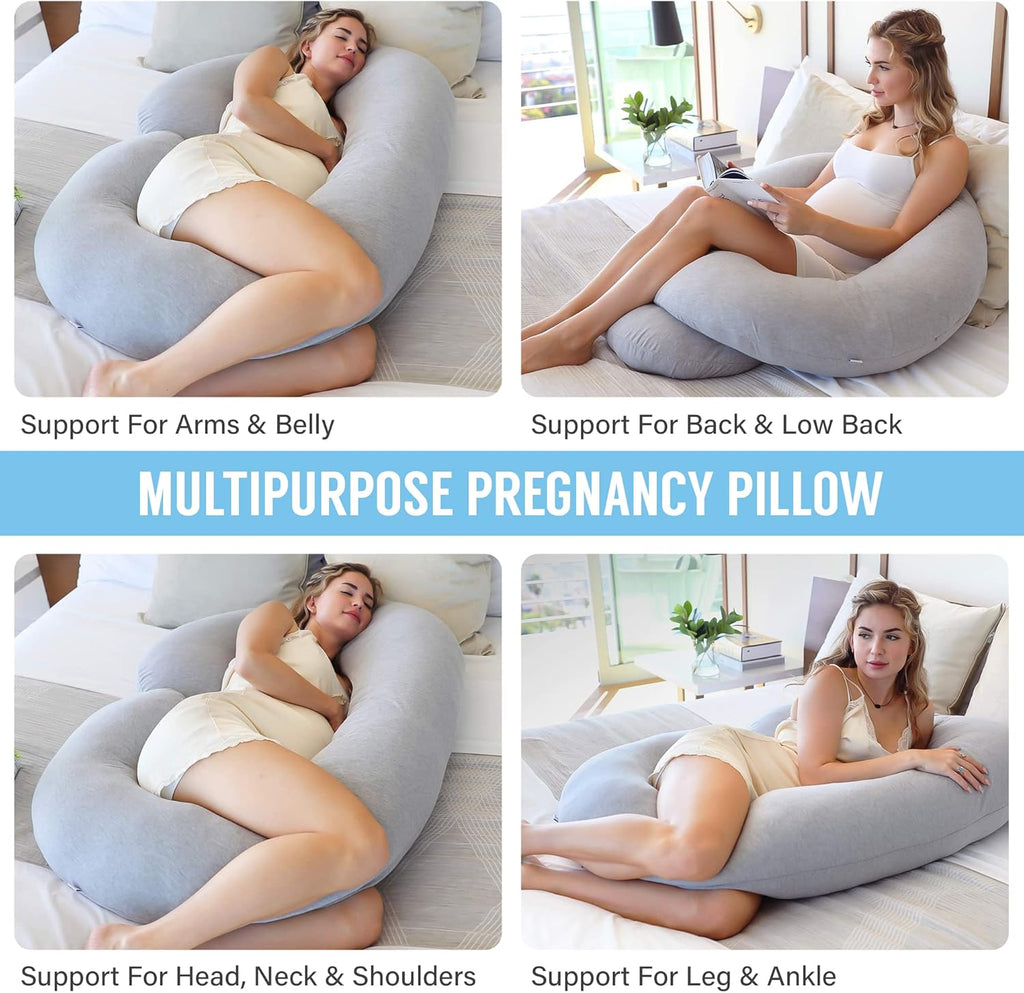 Full Body Pregnancy Pillow with Semicircular C Shape and Machine Washable Jersey Cover All Vera Mart