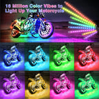 Motorcycle LED Light Kit with App Control and Brake Signal, 144 LEDs All Vera Mart