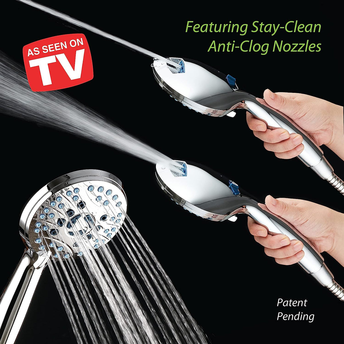 Handheld Shower Head with Eight Spray Patterns and 6ft Hose, Chrome Finish All Vera Mart
