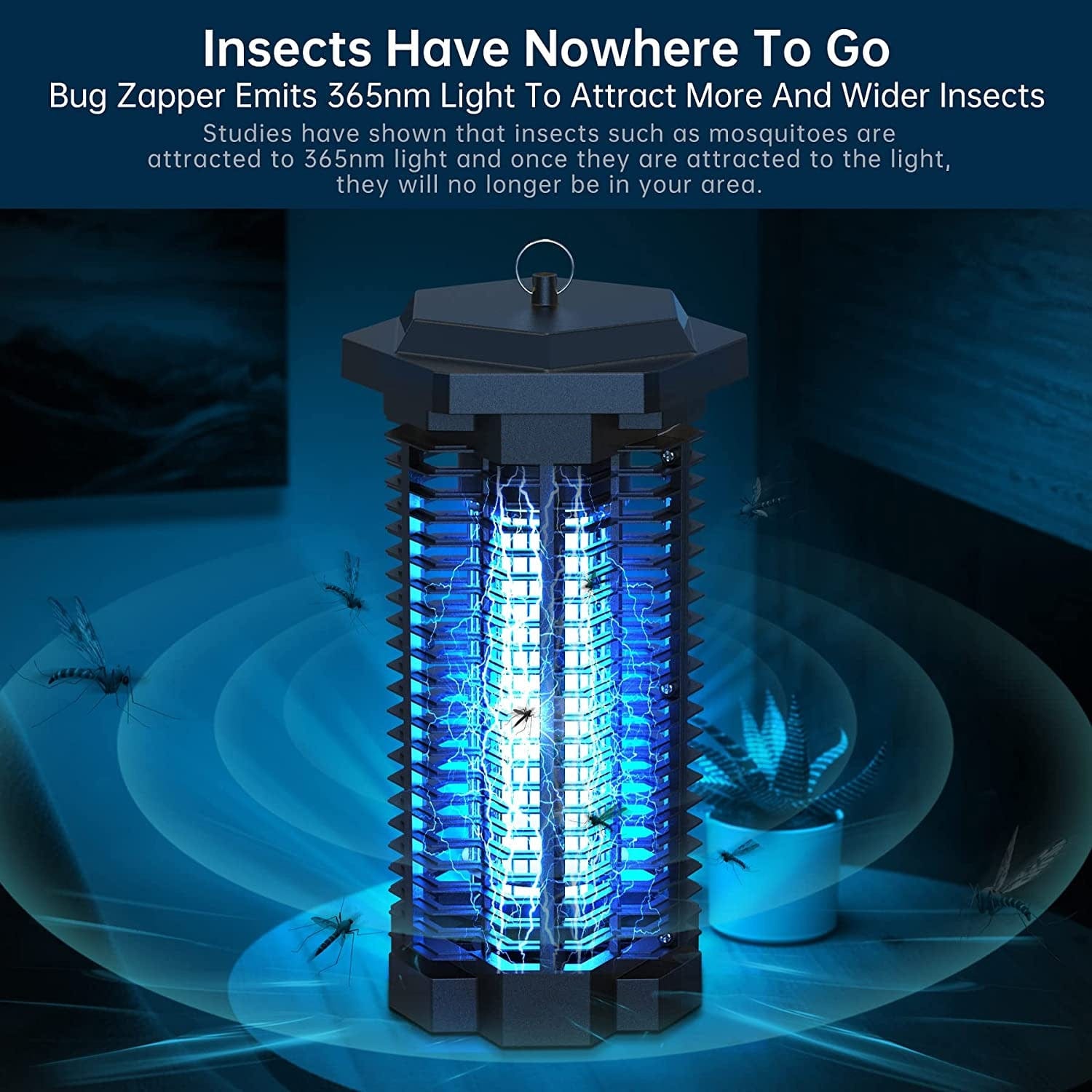 Ultraviolet Bug Zapper with High Voltage Grid and Removable Collection Tray All Vera Mart