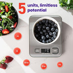 Precision Kitchen Scale with Backlit Display and Stainless Steel Platform, 5 Unit Options All Vera Mart