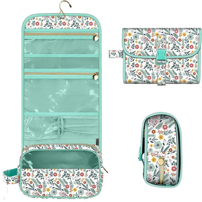 Cosmetic Storage Pouch with Transparent Panel and Metal Hook, Water Resistant All Vera Mart