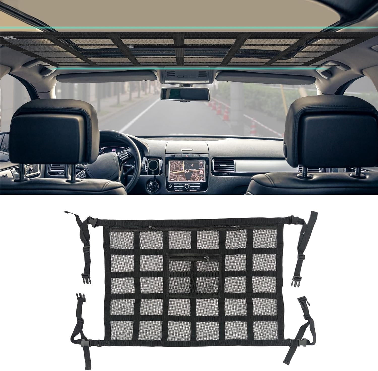 Overhead Cargo Net with Full Length Zipper and Reinforced Webbing for Vehicles All Vera Mart