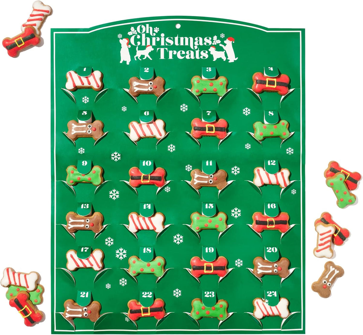 Advent Calendar for Dogs with 24 Gingerbread Bone Biscuits and Festive Designs All Vera Mart