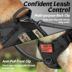 Dog Harness with Dual Leash Attachment and Reinforced Top Handle, MOLLE System All Vera Mart