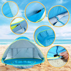 Pop Up Beach Tent with UPF 50+ Sun Protection and Built-In Splash Pool All Vera Mart
