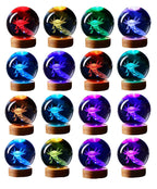 Axolotl 3D Crystal Lamp with Wooden Base and USB Power, 16-Color LED Night Light All Vera Mart