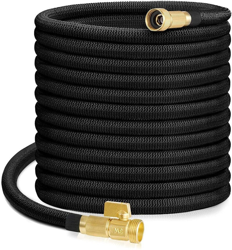 Expandable Garden Hose with Brass Fittings and Integrated Shutoff Valve, Storage Bag All Vera Mart