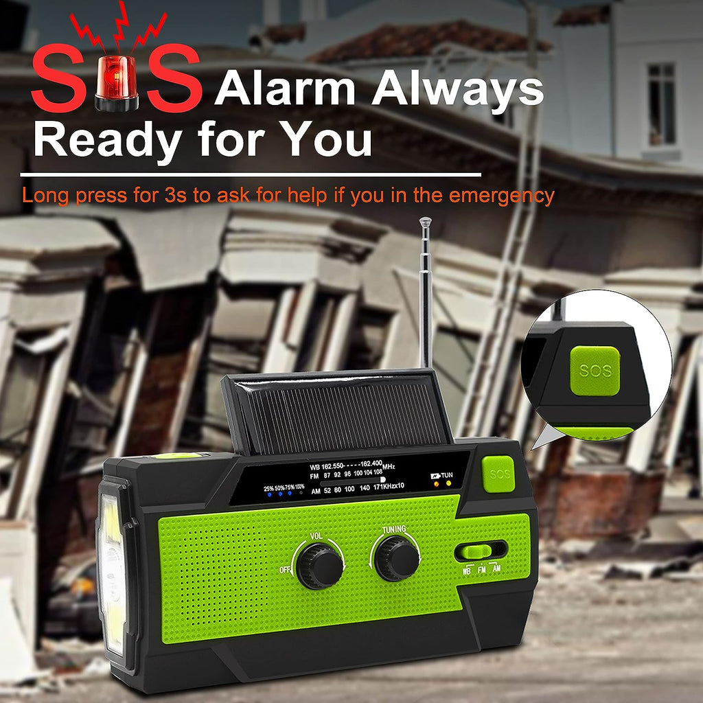 Portable Weather Radio with Hand Crank and Solar Charging, NOAA Alerts All Vera Mart
