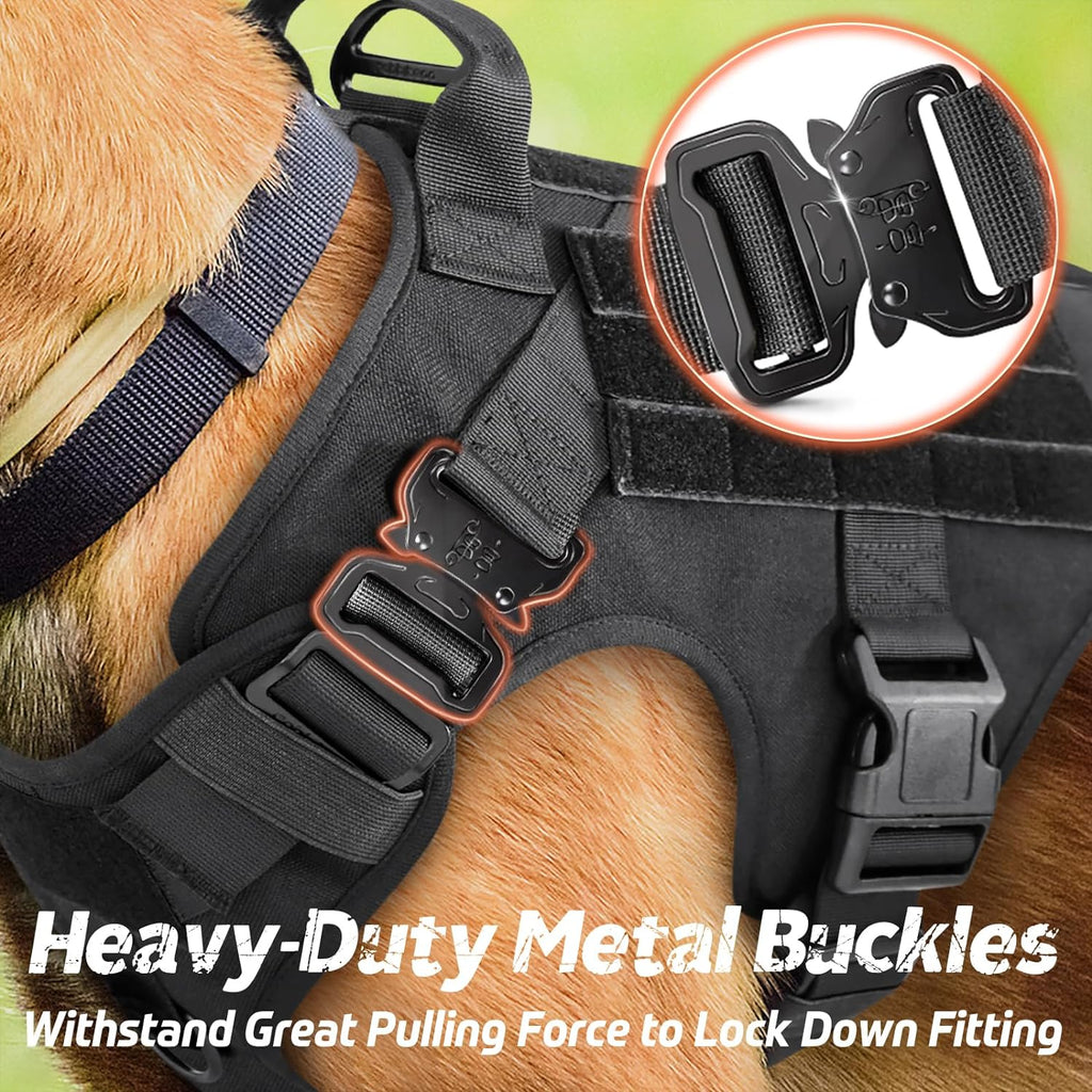 Dog Harness with Dual Leash Attachment and Reinforced Top Handle, MOLLE System All Vera Mart