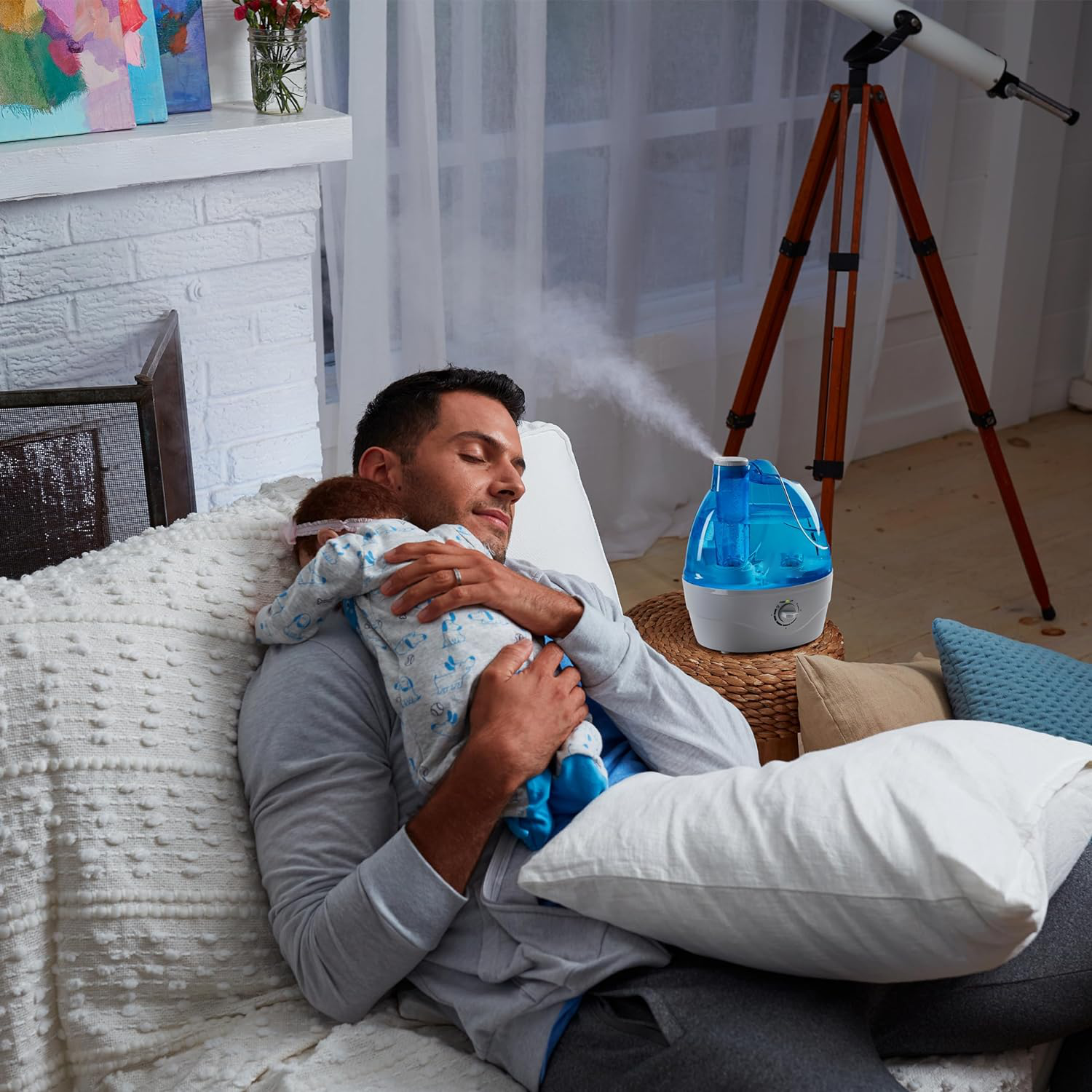 Ultrasonic Cool Mist Humidifier with 360 Rotating Nozzle and 24-Hour Runtime All Vera Mart