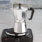 Stovetop Moka Pot with Heat Resistant Handle and Safety Valve, 6-Cup Capacity All Vera Mart