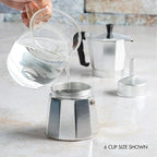 Stovetop Moka Pot with Heat Resistant Handle and Safety Valve, 6-Cup Capacity All Vera Mart