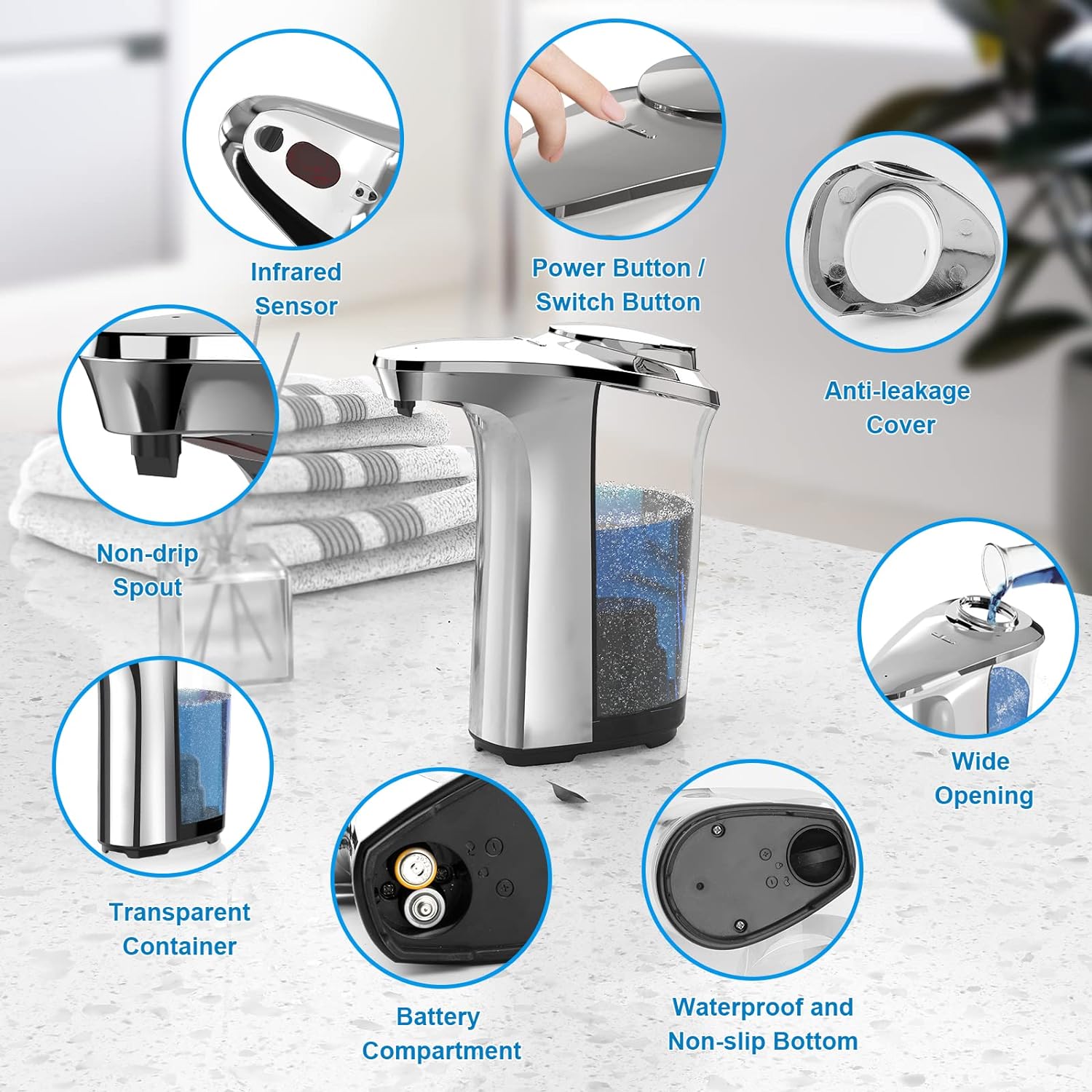Sensor Activated Soap Dispenser with Adjustable Output and Aluminum Body All Vera Mart