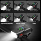 Bicycle Light Set with 1000 Lumen Front Beam and Rear Alert Light All Vera Mart