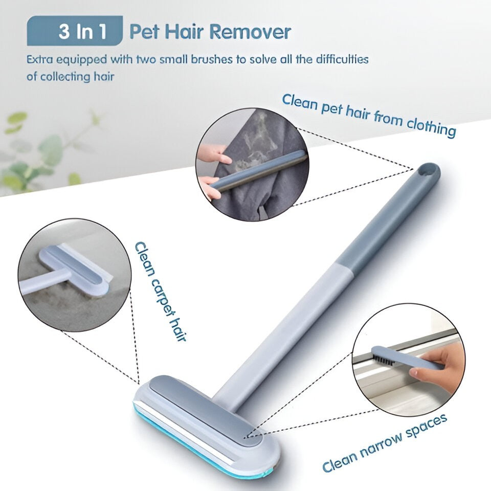 Double Sided Pet Hair Brush with Angled Handle and Corner Cleaning Tools All Vera Mart