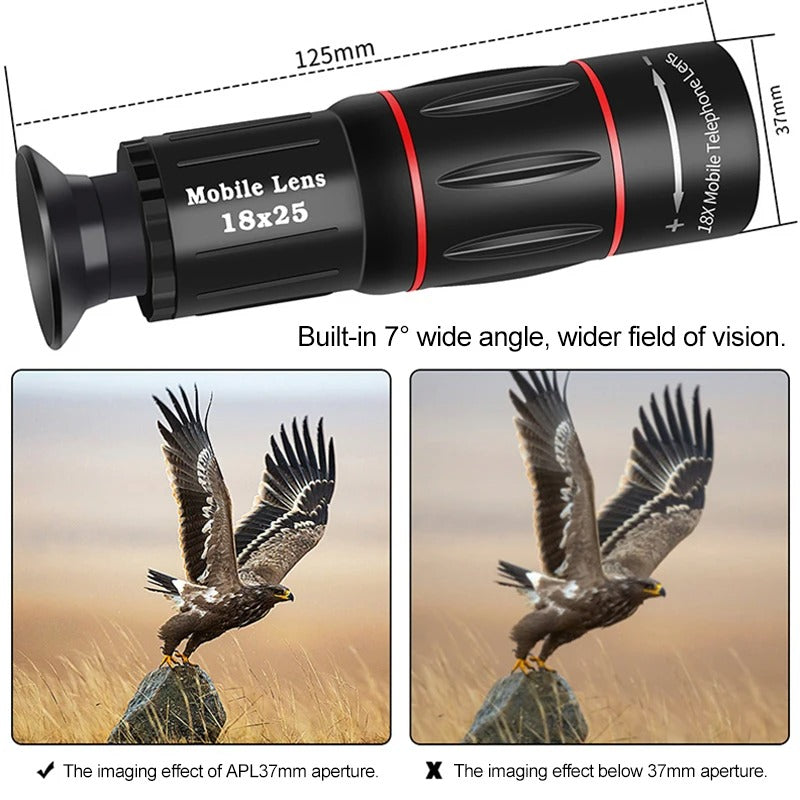 Phone Telescope Lens 18X Magnification with ED Glass and Tripod Mount All Vera Mart