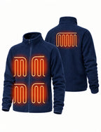 Mens Heated Fleece Jacket with Five Carbon Fiber Zones and Three Heat Levels for Outdoors