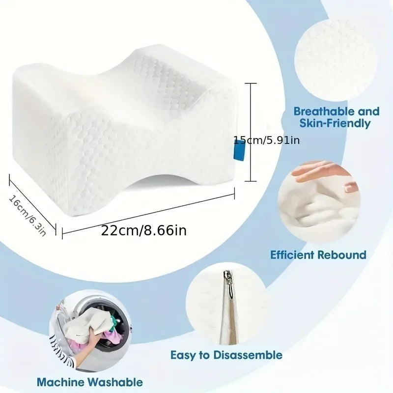 Memory Foam Knee Pillow with Contoured Support and Washable Cover All Vera Mart