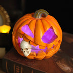 Carved Pumpkin Ornament with Skull Detail for Halloween Decoration All Vera Mart
