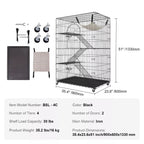 Four Tier Cat Enclosure with Platforms and Hammock for Multiple Pets All Vera Mart