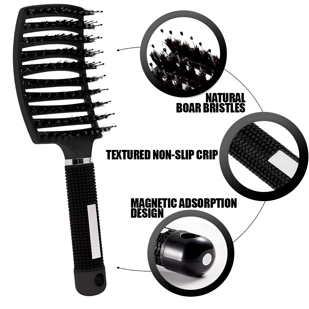Flexible Bristle Detangler Brush for All Hair Types with Ergonomic Grip All Vera Mart