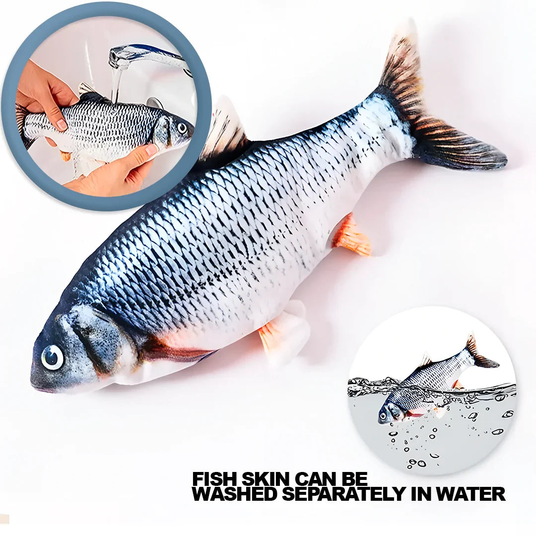 Motion Activated Flopping Fish Toy with Rechargeable Battery and Soft Padding All Vera Mart