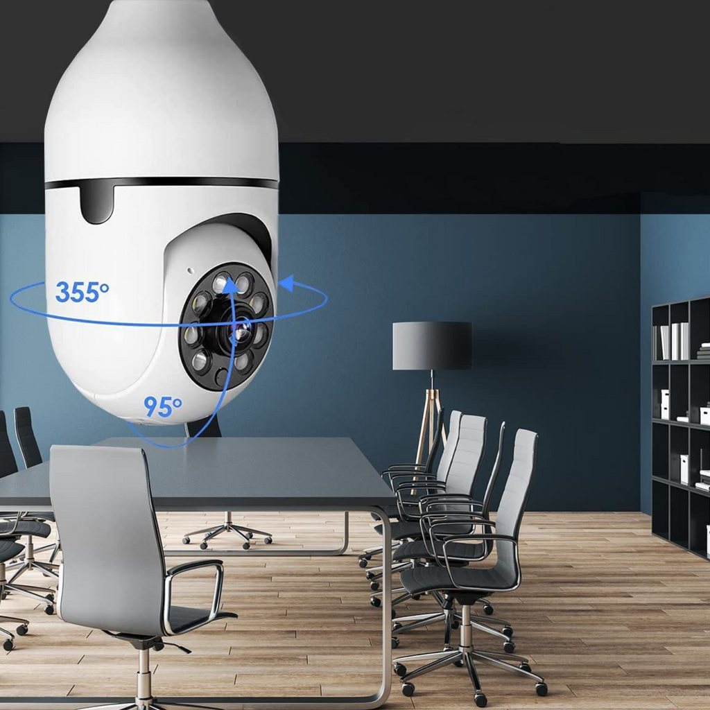 Smart Light Bulb Security Camera with 355-Degree Rotation and Night Vision All Vera Mart