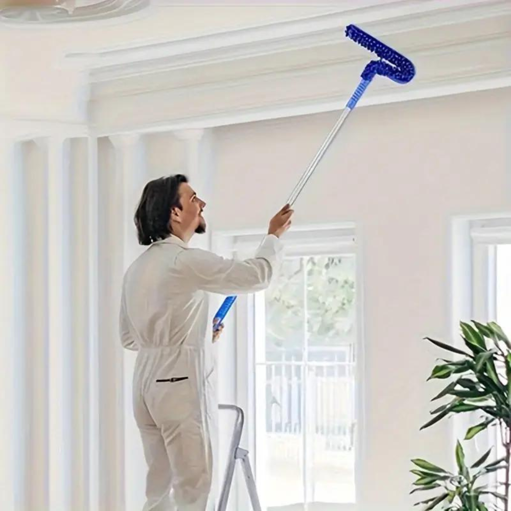 Extendable Ceiling Fan Duster with 180-Degree Flexible Head and Microfiber Bristles All Vera Mart