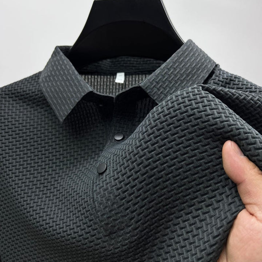 Tailored Polo Shirt with Structured Collar and Cotton Blend Knit, Machine Washable All Vera Mart