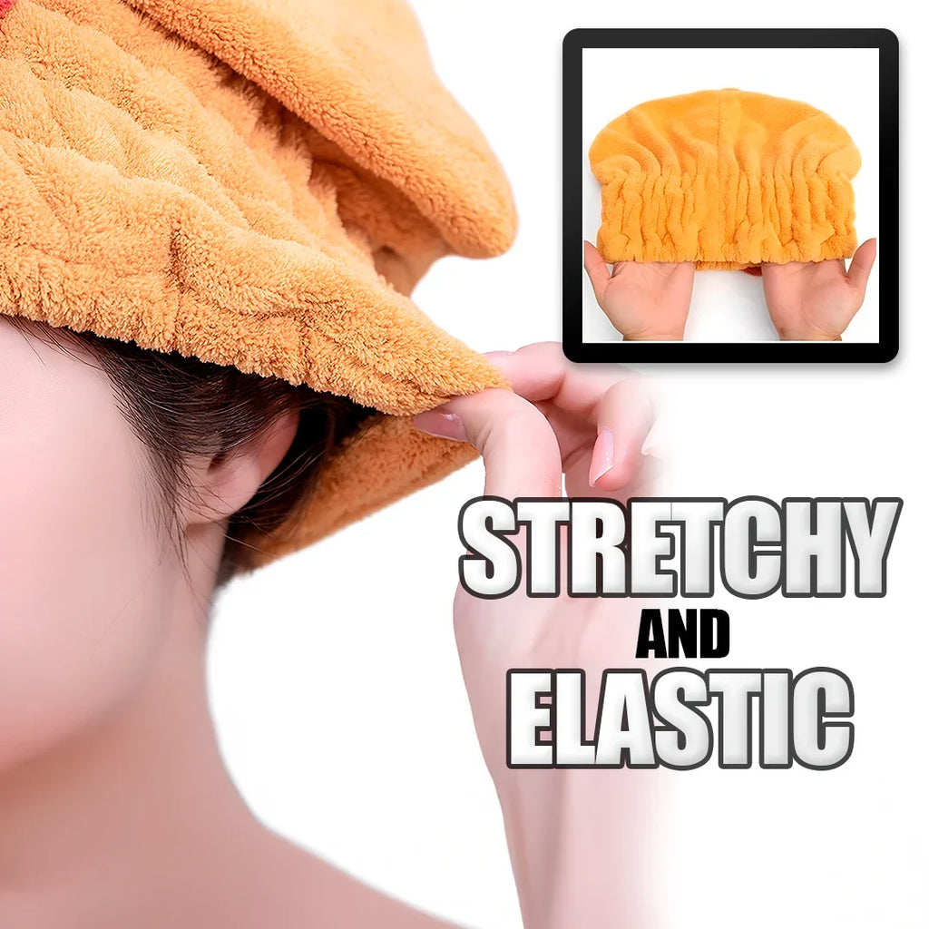 Microfiber Hair Towel Wrap with Elastic Cap Design and Quick Moisture Absorption All Vera Mart