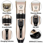 Rechargeable Pet Grooming Clipper with Ceramic Blade and 4 Guide Combs All Vera Mart