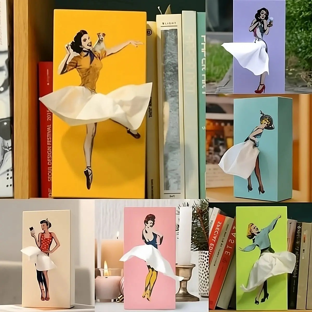 Tissue Box Cover with Moving Skirt and Weighted Base, Fits Standard Rectangular Boxes All Vera Mart