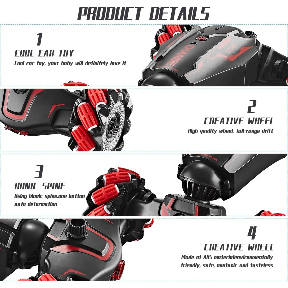 Gesture Controlled Stunt Car with Hand Gesture Watch and 2.4G Remote, Four Wheel Drive All Vera Mart