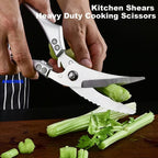 Kitchen Shears with Serrated Blades and Auto Rebound Spring for Poultry, Fish and Bones All Vera Mart