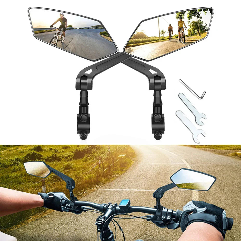 Handlebar Mirrors with 360-Degree Rotation and Foldable Design for Bikes and Scooters All Vera Mart