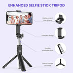 Extendable Selfie Stick with Wireless Remote and Fill Light, Tripod Base All Vera Mart