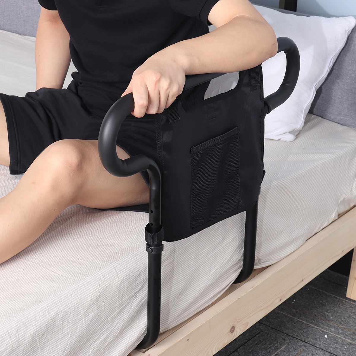 Bed Rail with Storage Pouch and Rolloff Prevention for Seniors All Vera Mart
