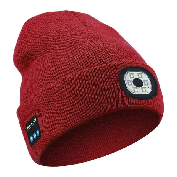 Bluetooth Beanie with Built-In LED Headlamp and Integrated Speakers, Removable Module All Vera Mart