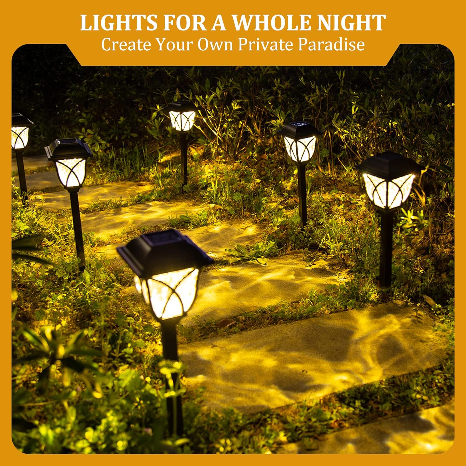 Solar Pathway Lights with Automatic Dusk Activation and Water Ripple Pattern, 6-Pack All Vera Mart