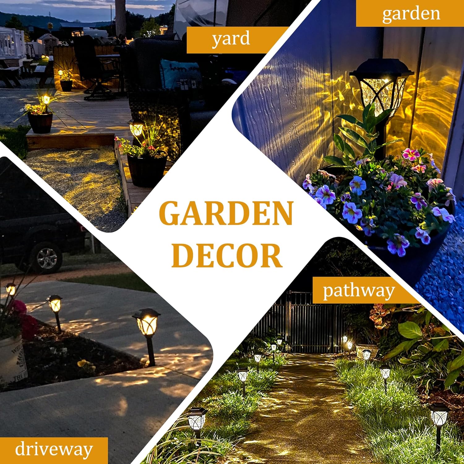Solar Pathway Lights with Automatic Dusk Activation and Water Ripple Pattern, 6-Pack All Vera Mart