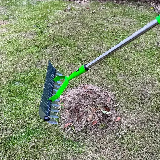 Long Reach Thatch Rake for Dethatching Dead Grass Allvera-mart