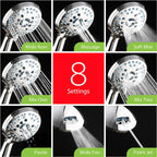 Handheld Shower Head with Eight Spray Patterns and 6ft Hose, Chrome Finish All Vera Mart