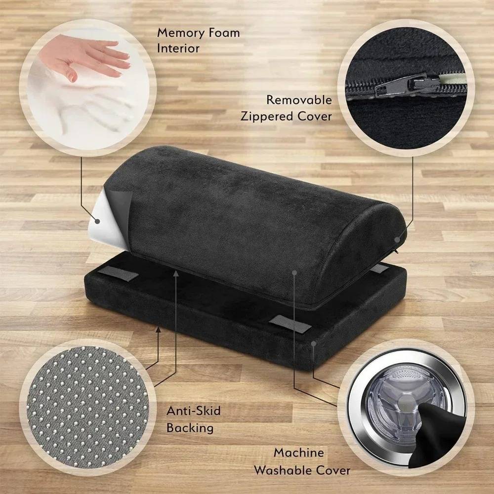 Memory Foam Foot Cushion with Velvet Cover and Non Slip Base for Desk Support All Vera Mart