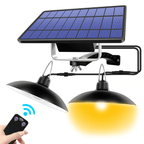 Solar Pendant Light with Dual Lamp Heads and Remote Control for Sheds All Vera Mart