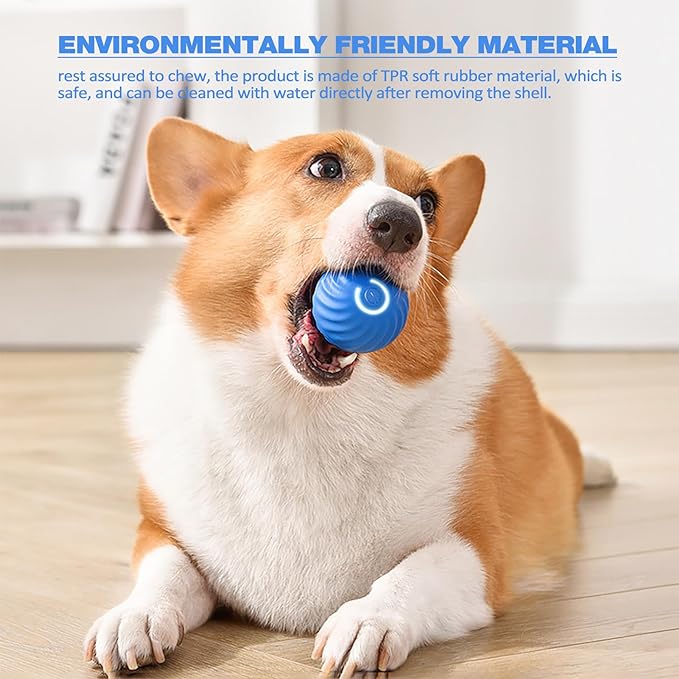 Automatic Rolling Dog Toy with Obstacle Sensor and 60-Minute Battery, Rechargeable All Vera Mart