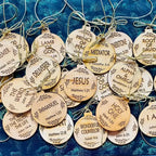 Wooden Advent Ornaments with Name-Themed Scripture Cards and Hanging Cord All Vera Mart