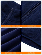 Mens Heated Fleece Jacket with Five Carbon Fiber Zones and Three Heat Levels for Outdoors