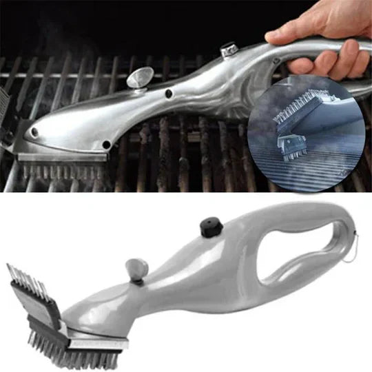 Steam Grill Brush with Built-In Water Canister and Replaceable Brushes All Vera Mart