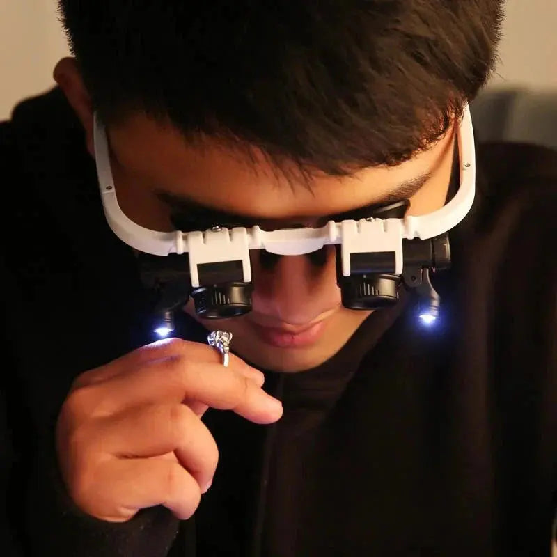 LED Headband Magnifier with 8x 15x 23x Lenses and Dual Adjustable LEDs, Detachable Frame All Vera Mart